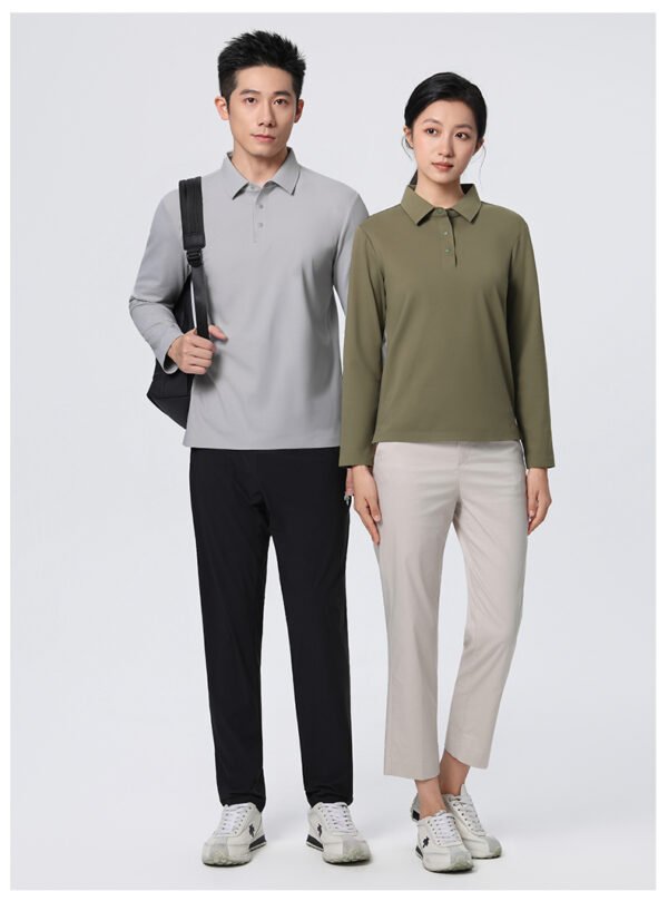 Brushed Long-Sleeve Cold-Store Uniform Polo with Bonded Double-Layer Collar Brushed Long-Sleeve Cold-Store Uniform Polo with Bonded Double-Layer Collar — reference garment view 2