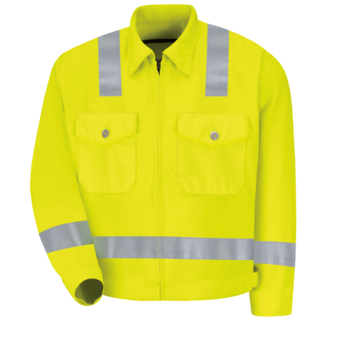 Custom 360° Hi-Visibility Work Jacket with Chest Flap Pockets — garment development reference