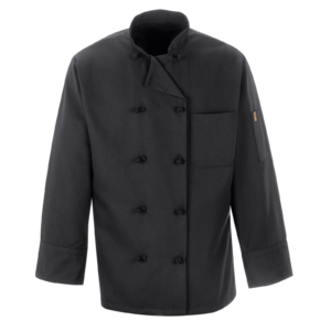 Custom Black Double-Breasted Ten-Knot Chef Coat — garment development reference