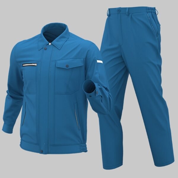 Custom Blue Zip-Front Work Jacket and Trousers Set - additional product view