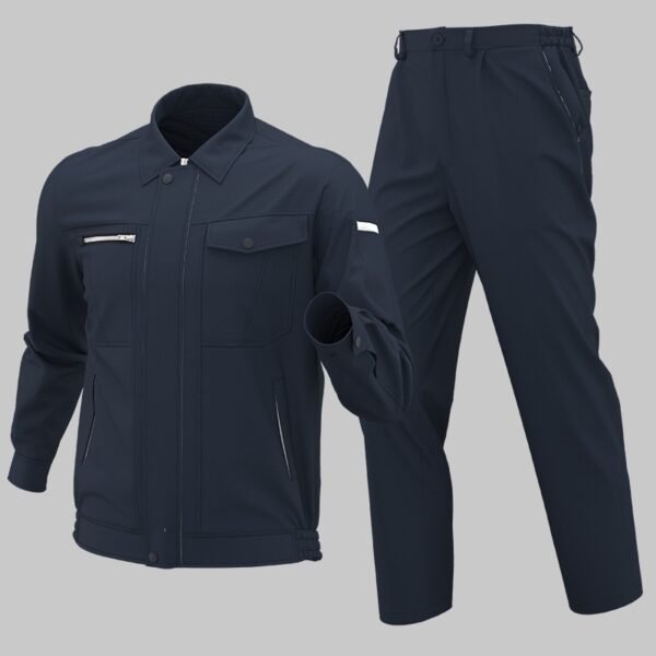 Custom Blue Zip-Front Work Jacket and Trousers Set - additional product view