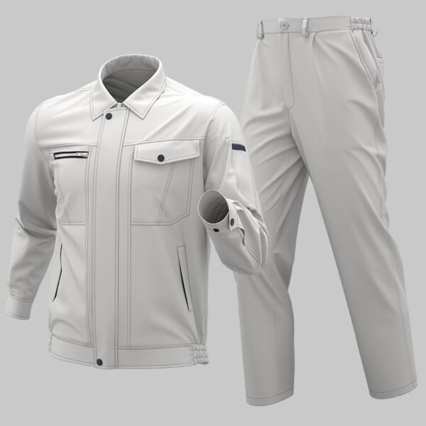 Custom Blue Zip-Front Work Jacket and Trousers Set - additional product view