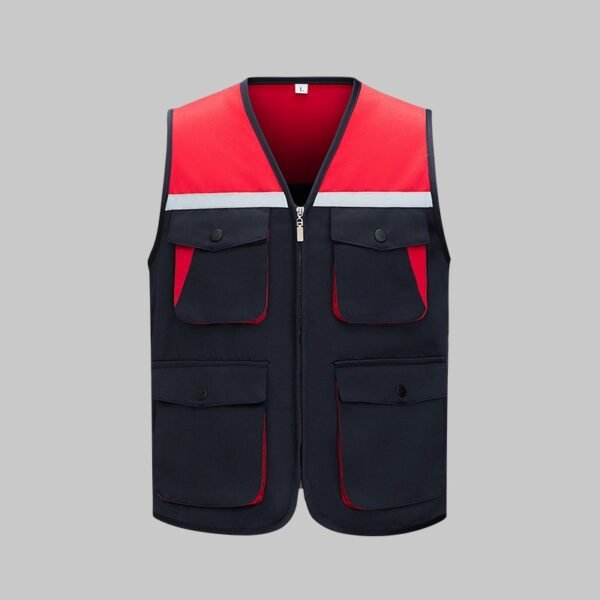 Custom Color-Block Reflective Multi-Pocket Work Vest - additional same-model product view