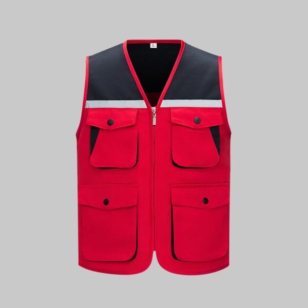 Custom Color-Block Reflective Multi-Pocket Work Vest - additional same-model product view