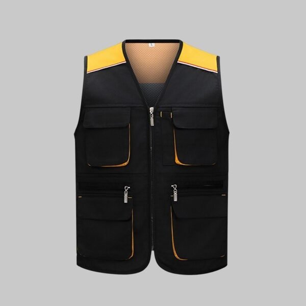 Custom Colorblock Mesh Utility Work Vest Custom Colorblock Mesh Utility Work Vest — reference garment view 6