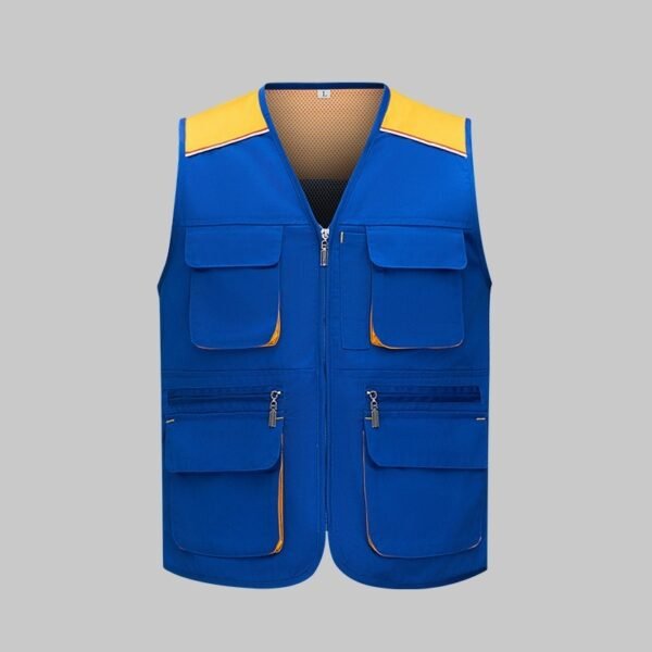 Custom Colorblock Mesh Utility Work Vest Custom Colorblock Mesh Utility Work Vest — reference garment view 2