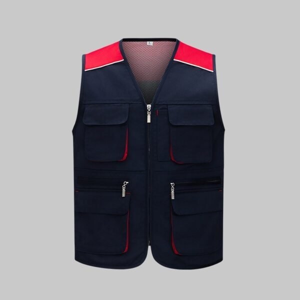 Custom Colorblock Mesh Utility Work Vest Custom Colorblock Mesh Utility Work Vest — reference garment view 4