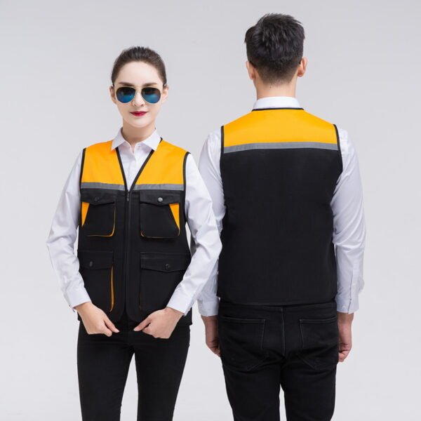 Custom Colour-Block Reflective Utility Work Vest Custom Colour-Block Reflective Utility Work Vest — reference garment view 4