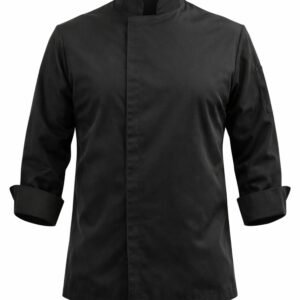Custom Concealed-Snap Modern Chef Jacket with Sleeve Pocket — garment development reference
