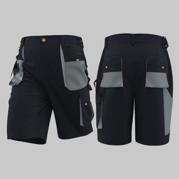 Custom Contrast-Panel Multi-Pocket Summer Work Shorts Custom Contrast-Panel Multi-Pocket Summer Work Shorts - additional same-model product view