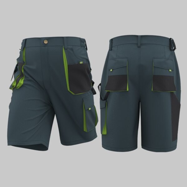Custom Contrast-Panel Multi-Pocket Summer Work Shorts Custom Contrast-Panel Multi-Pocket Summer Work Shorts - additional same-model product view
