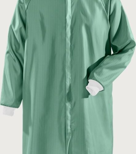 Custom Controlled-Environment Cleanroom Coat with Concealed Front Closure Custom Controlled-Environment Cleanroom Coat with Concealed Front Closure — garment development reference