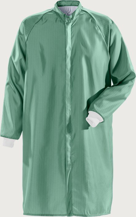 Custom Controlled-Environment Cleanroom Coat with Concealed Front Closure Custom Controlled-Environment Cleanroom Coat with Concealed Front Closure — garment development reference