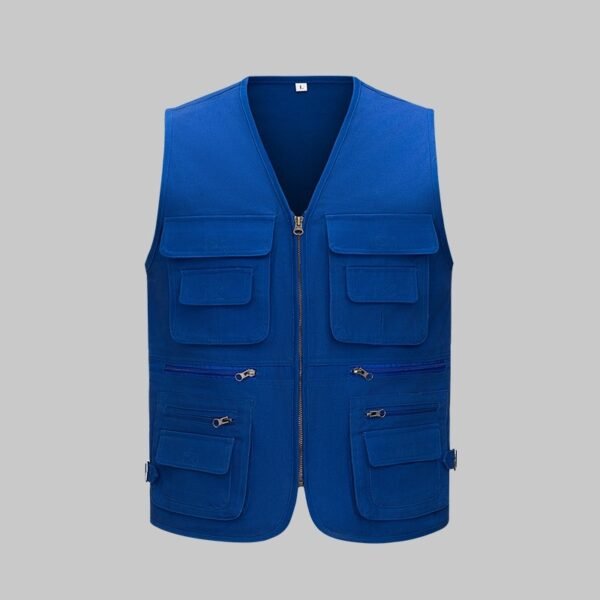Custom Cotton-Forward V-Neck Work Vest with Metal-Look Zipper Custom Cotton-Forward V-Neck Work Vest with Metal-Look Zipper — reference garment view 4