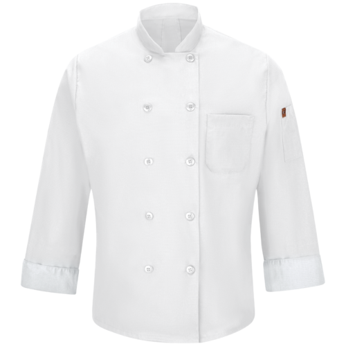 Custom Double-Breasted Chef Coat with Stretch Vent Panels — garment development reference