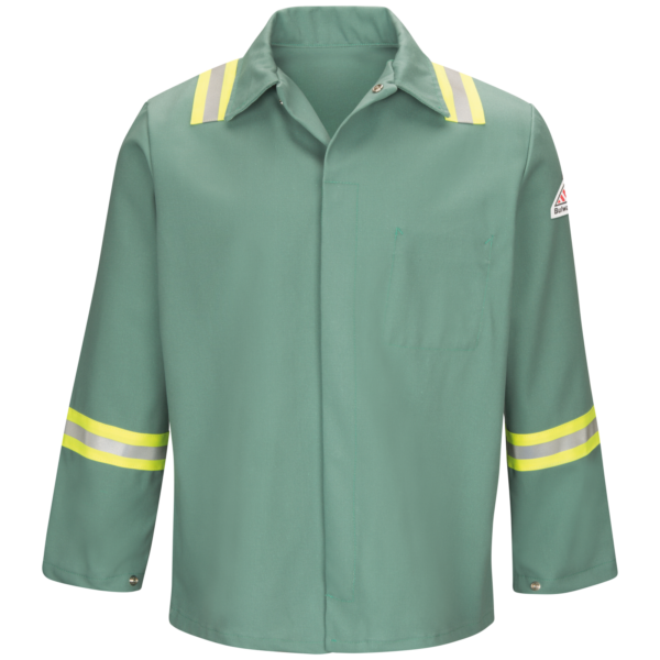 Custom Enhanced-Visibility Industrial Work Coat with Concealed Closure Custom Enhanced-Visibility Industrial Work Coat with Concealed Closure — garment development reference