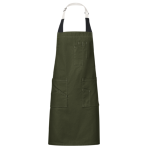 Custom Flex-Panel Utility Bib Apron with Four Service Pockets — garment development reference