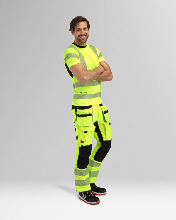 Custom Fluorescent Crew-Neck Reflective Work T-Shirt Custom Fluorescent Crew-Neck Reflective Work T-Shirt - additional product view
