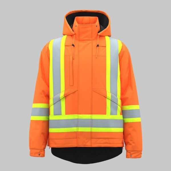 Custom Fluorescent Insulated Reflective Winter Work Jacket Custom Fluorescent Insulated Reflective Winter Work Jacket - additional same-model product view