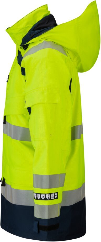 Custom Fluorescent-Panel Weather Work Jacket with Detachable Hood — reference garment view 5