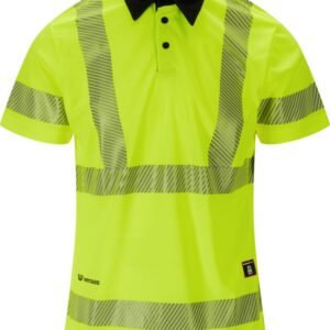 Custom Fluorescent Yellow Segmented Reflective Work Polo - main product view