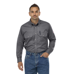 Custom FR Long-Sleeve Dress Uniform Shirt with Underarm Gussets — garment development reference