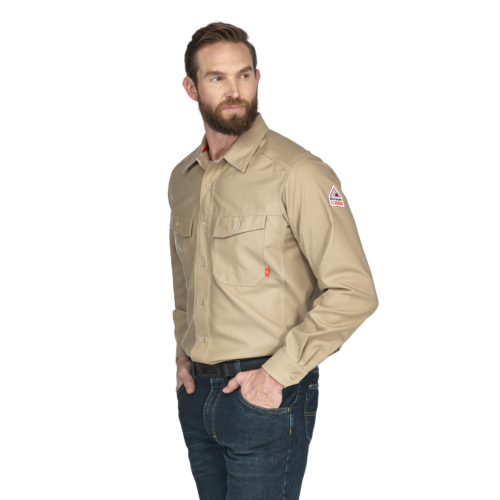 Custom FR Mobility Gusset Button-Front Work Shirt Custom FR Mobility Gusset Button-Front Work Shirt — garment development reference