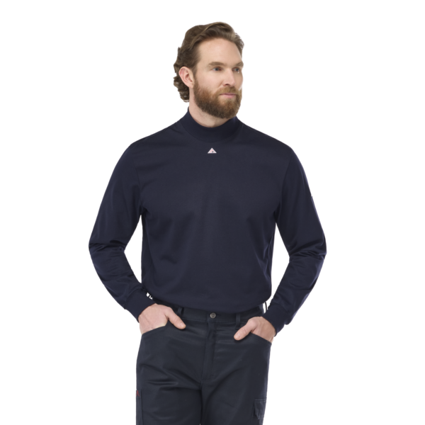 Custom FR Mock Neck Long Sleeve Base Layer Shirt Custom FR Mock Neck Long Sleeve Base Layer Shirt — garment development reference