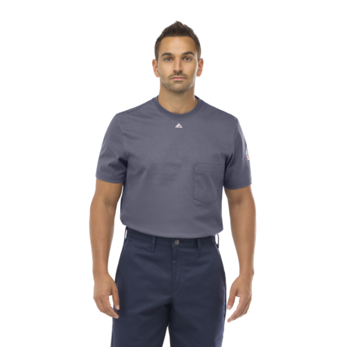 Custom FR Short-Sleeve Crew Work Shirt with Optional Underarm Gussets Custom FR Short-Sleeve Crew Work Shirt with Optional Underarm Gussets — garment development reference