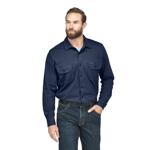 Custom FR Stretch Knit Button-Down Work Shirt Custom FR Stretch Knit Button-Down Work Shirt — garment development reference