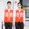 Custom Full-Mesh Reflective Zip Work Vest with Layered Flap Pockets Custom Full-Mesh Reflective Zip Work Vest with Layered Flap Pockets - complete garment view