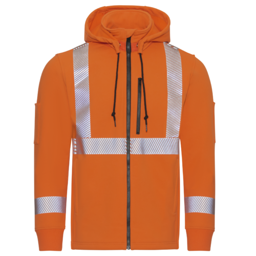 Custom Full-Zip Hi-Vis Fleece Work Jacket with Detachable Hood — garment development reference