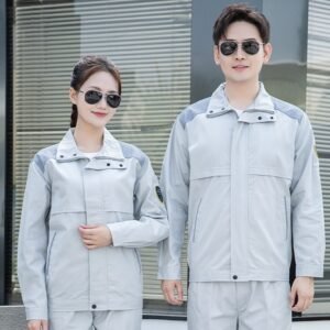 Custom Grid-Effect Long-Sleeve Anti-Static Workwear Uniform — garment development reference