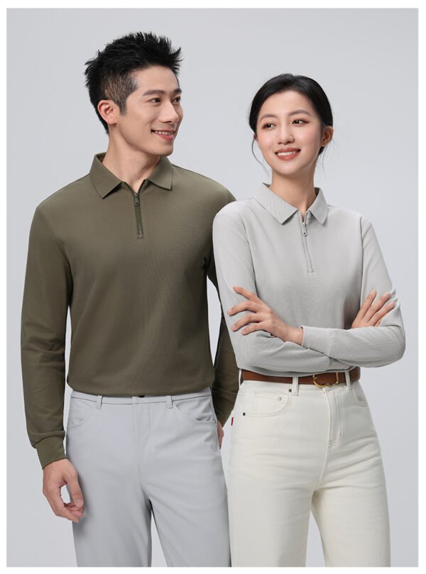 Custom Heavyweight Reverse-Piqué Half-Zip Long-Sleeve Work Polo Custom Heavyweight Reverse-Piqué Half-Zip Long-Sleeve Work Polo — reference garment view 2