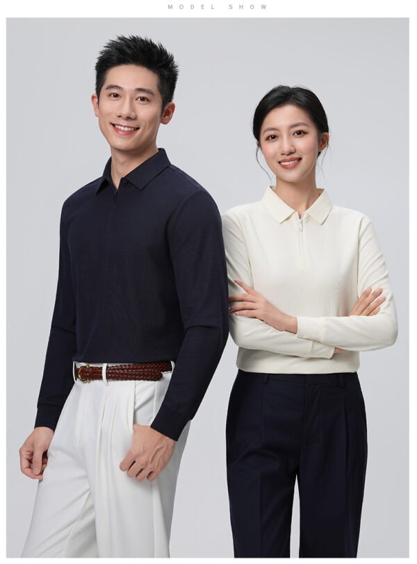 Custom Heavyweight Reverse-Piqué Half-Zip Long-Sleeve Work Polo Custom Heavyweight Reverse-Piqué Half-Zip Long-Sleeve Work Polo — reference garment view 4