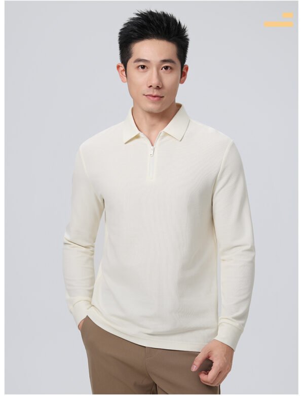 Custom Heavyweight Reverse-Piqué Half-Zip Long-Sleeve Work Polo Custom Heavyweight Reverse-Piqué Half-Zip Long-Sleeve Work Polo — reference garment view 6