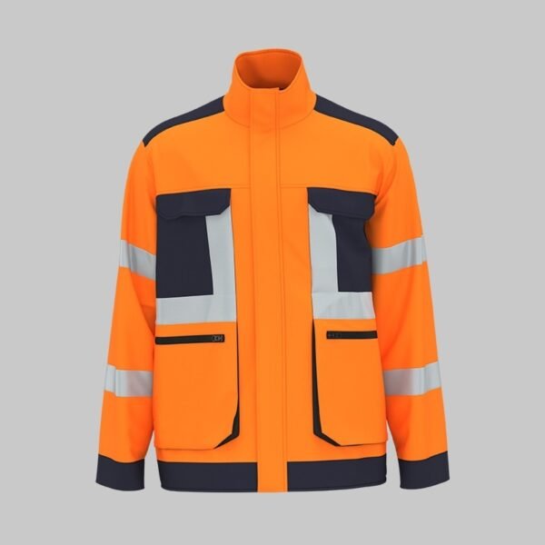 Custom Hi-Vis Stretch Softshell Fleece Work Jacket Custom Hi-Vis Stretch Softshell Fleece Work Jacket - additional same-model product view