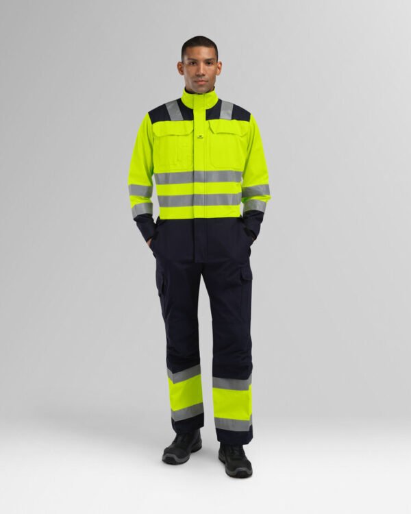 Custom High-Visibility Action-Back Industrial Coverall Custom High-Visibility Action-Back Industrial Coverall — garment development reference