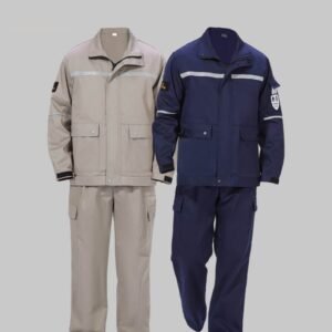 Custom High-Visibility Antistatic Workwear Suit with Stand Collar — garment development reference