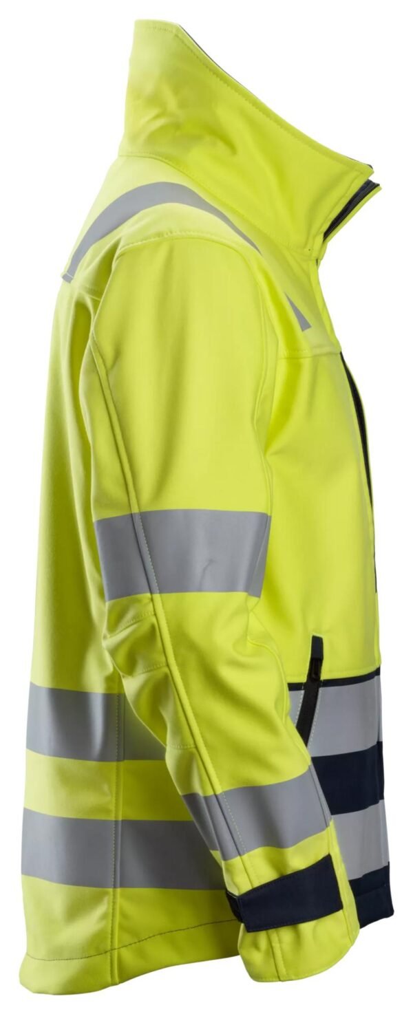 Custom High-Visibility Brushed Softshell Work Jacket with Articulated Sleeves Custom High-Visibility Brushed Softshell Work Jacket with Articulated Sleeves — reference garment view 4