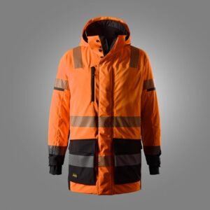 Custom High-Visibility Insulated Stretch Work Parka — garment development reference