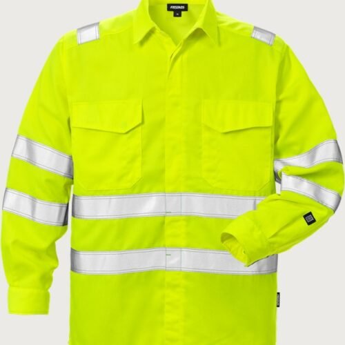 Custom High-Visibility Long-Sleeve Concealed Snap Work Shirt Custom High-Visibility Long-Sleeve Concealed Snap Work Shirt — garment development reference