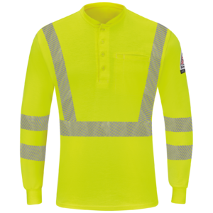 Custom High-Visibility Long-Sleeve Henley Work Shirt — garment development reference