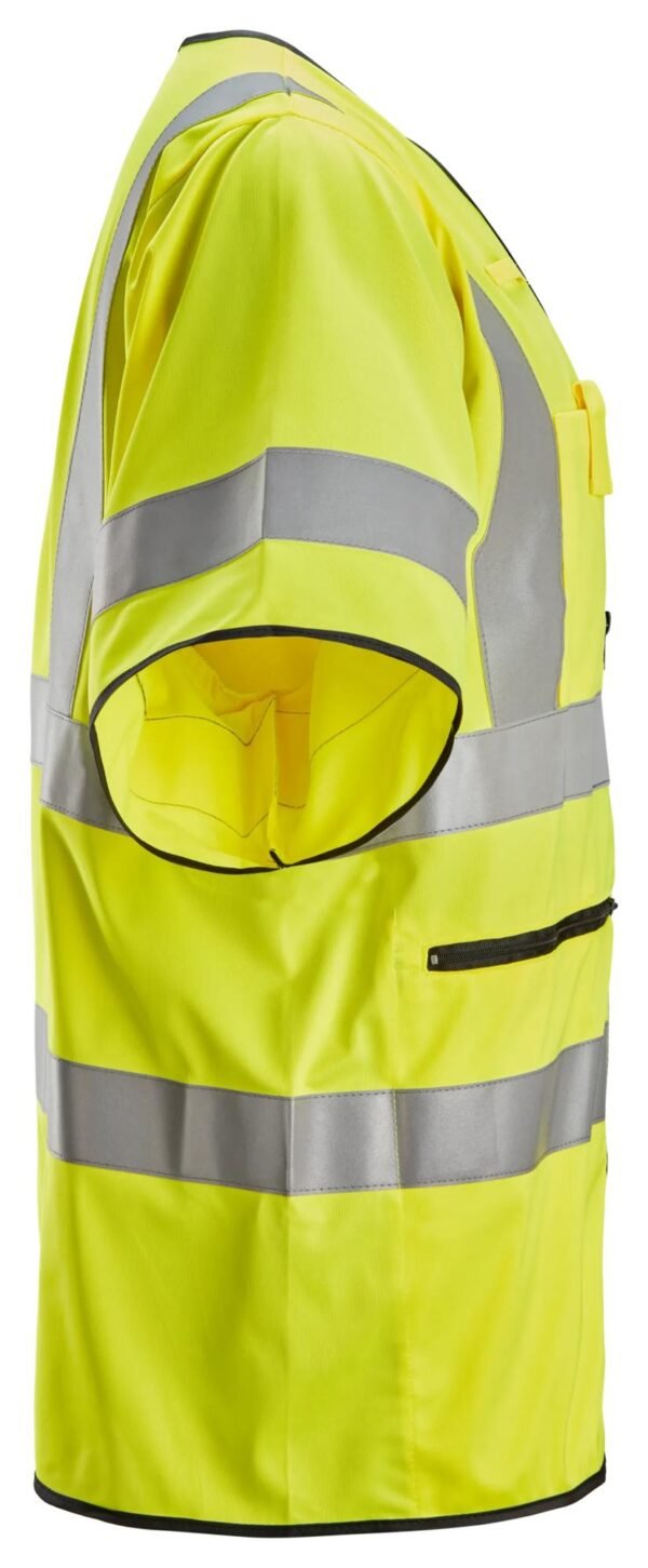Custom High-Visibility Short-Sleeve Work Vest with Zip Pockets Custom High-Visibility Short-Sleeve Work Vest with Zip Pockets — reference garment view 4