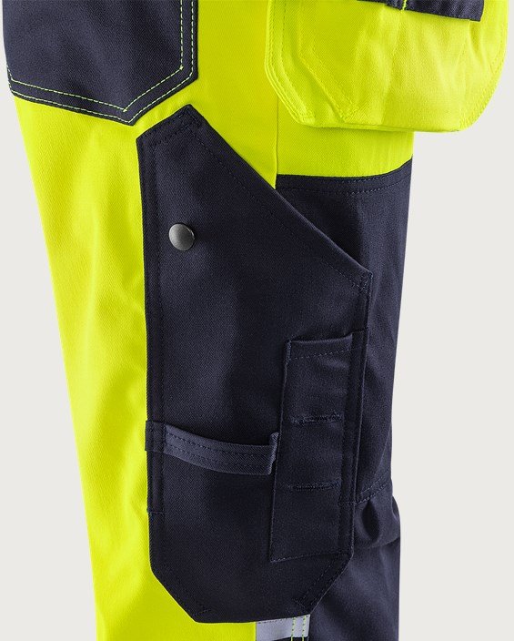 Custom High-Visibility Stretch Craftsman Trousers with Right Folding-Rule Pocket — reference garment view 2