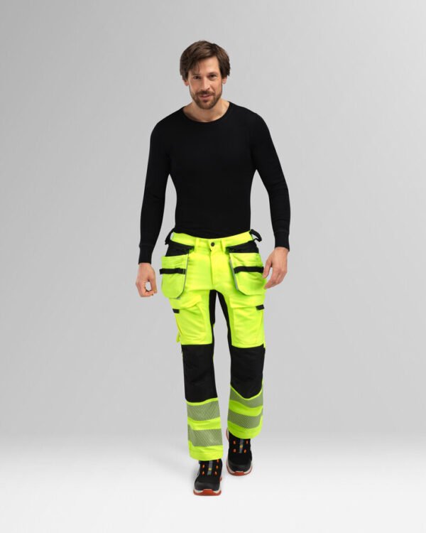 Custom High-Visibility Stretch Work Trousers with Ventilation and Detachable Tool Pockets Custom High-Visibility Stretch Work Trousers with Ventilation and Detachable Tool Pockets — garment development reference