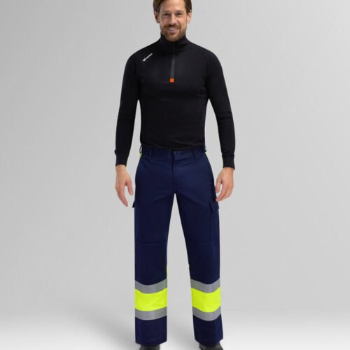 Custom High-Visibility Utility Work Trousers with Knee-Pad Pockets Custom High-Visibility Utility Work Trousers with Knee-Pad Pockets — garment development reference