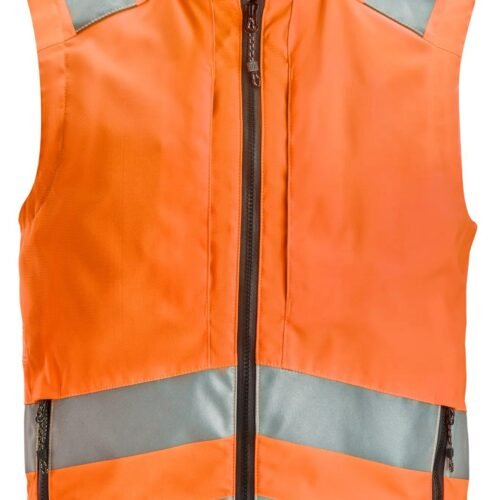 Custom High-Visibility Utility Work Vest with Zipped Storage — garment development reference