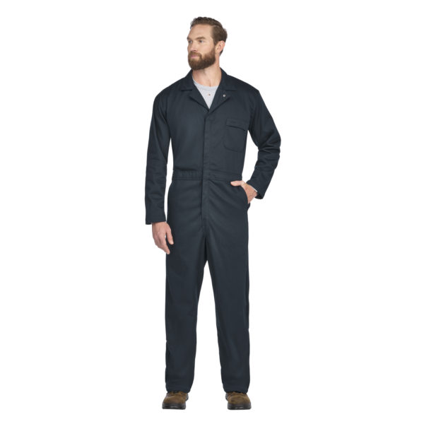Custom Industrial Action-Back Coverall with Concealed Two-Way Front Custom Industrial Action-Back Coverall with Concealed Two-Way Front — garment development reference