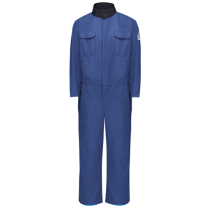 Custom Industrial Coverall with Concealed Two-Way Front — garment development reference